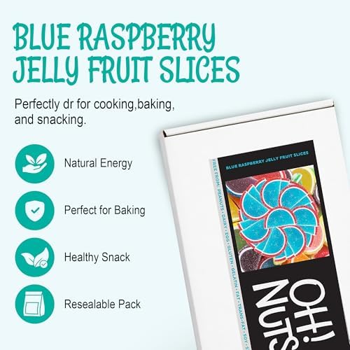 Oh! Nuts Blue Raspberry Jelly Fruit Slices Sugar Candy - 5 LB Bulk Bag - Traditional Old Fashioned Chewy Gummy Sweet Confectionery - Gluten-Free, Kosher Certified Pareve (150 CT)