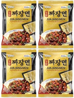 Paldo Fun & Yum Ilpoom Jjajangmen Noodles, Pack of 4, Traditional Brothless Chajang Ramen with Savory & Sweet Black Bean Sauce, Oriental Style Korean Ramyun, Soupless K-Food, 200g x 4