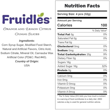 Fruidles Orange and Lemon Citrus Gummi Slices Candy, Delicious Sugar Coated Fruit Flavors Gummies (Half-Pound)
