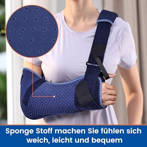 Arm Sling for Shoulder Injury with Waist Strap - Immobilizer Brace Support for Sleeping, Rotator Cuff Surgery(Comfort Version, Right, Medium, 28.5-41 inch)
