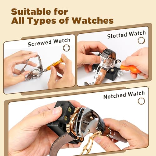 【Combination Version】Eventronic Watch Repair Tool Kit + Watch Press Tool, Professional Watch Link Removal Kit, Spring Bar Tool Set, Watch Band Tool, Watch Battery Replacement Tool Kit, Watch Band Tool