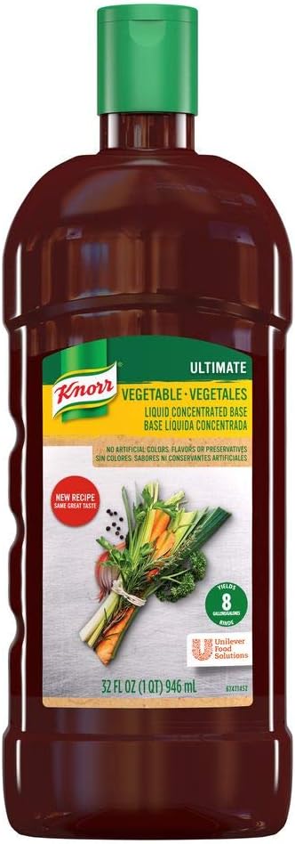 Knorr Professional Ultimate Vegetable Liquid Concentrated Base Scratch Like Flavor Aromatic Stock Base, Gluten Free, No Artificial Flavors, Colors, Preservatives, No Added MSG, 32 oz, Pack of 4