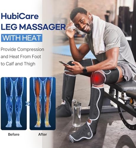 HuBDIC HubiCare Leg Massager Air Compression Leg Massager with Heat and Vibration for Circulation and Pain Relief, 6 Modes with 3 Intensities, Reduce Swelling, Muscles Relaxation