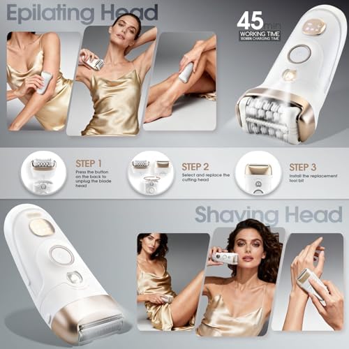 DSP 4-in-1 Beauty Set for Women: Epilator, Hair Removal Device, Electric Shaver & Trimmer,Fast Charging, Includes Accessories – Perfect Home Hair Device