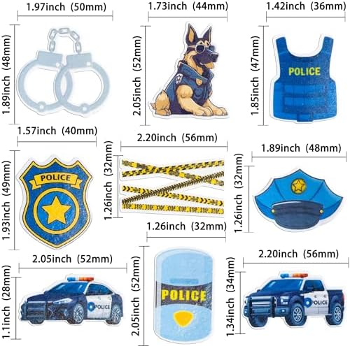 Gyufise 54Pcs Edible Police Cupcake Toppers Wafer Paper Policeman Birthday Cupcake Picks Decorations for Police Emblem Theme Birthday Party Cake Decor Supplies