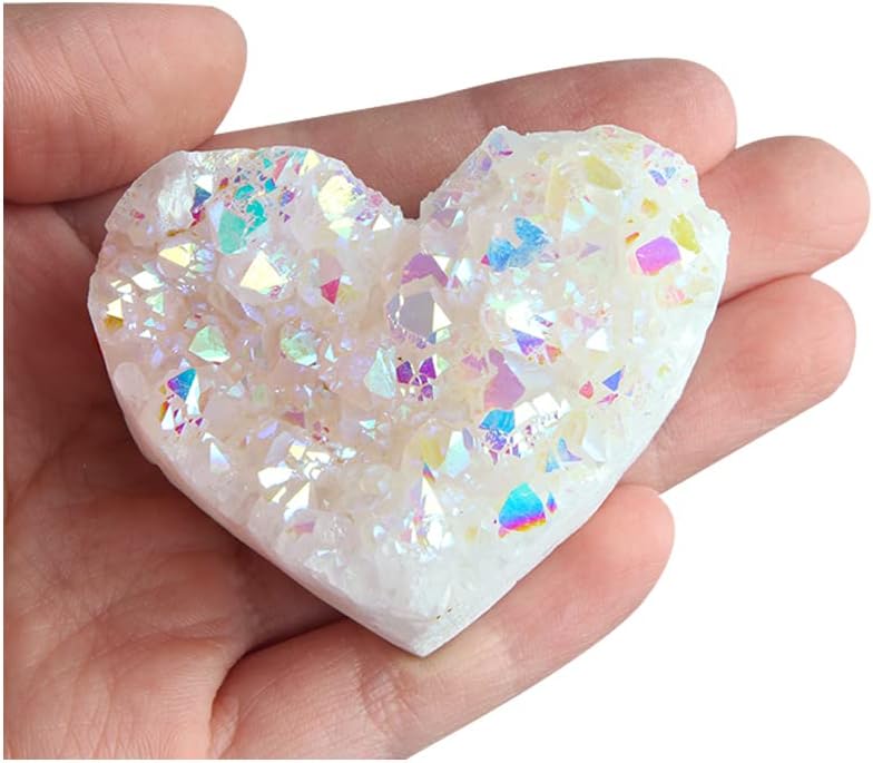 Acxico 1 pcs Wholesale Lot 7 to 10 PCs Natural Angel Aura Quartz Cluster Heart Crystal