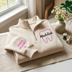 NAZENTI Embroidered Dental Hygienist Quarter Zip Sweatshirts, Personalized Dental Assistant Sweater, RDH Dentist Shirt Gifts