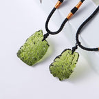 Natural Crystal Green Gem Moldavite Meteorite Impact Glass Necklace Pendant Gift for Feng Shui Meditation Home Decor, 11223S1BOTTON