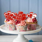 60PCS Edible Heart Cupcake Toppers Wafer Paper Sweet Love Red Heart Cake Decorations Edible Valentine's Day Cupcake Picks for Wedding Engagement Bridal Shower Birthday Valentine's Day Party Supplies