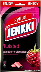 18 Bags x 100g of Jenkki Enjoy Twisted Raspberry - Licorice - Original - Finnish - Xylitol - Chewing Gum