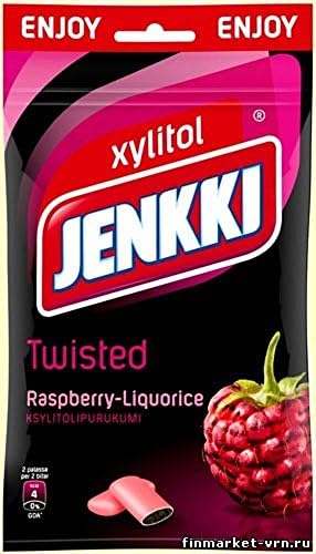 18 Bags x 100g of Jenkki Enjoy Twisted Raspberry - Licorice - Original - Finnish - Xylitol - Chewing Gum
