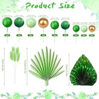38 PCS Balls Cake Toppers Palm Leaves Cake Decorations for Birthday Wedding Baby Shower Party Supplies (Green)