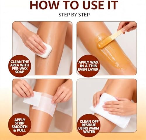 300g Sugar Wax Sugaring Paste Kit: for Legs Back Arms Chest Underarms Eyebrow Body Hair Removal - with Wax Strips and Wooden Sticks for Women and Men at Home Waxing