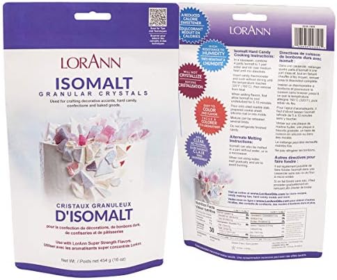 LorAnn Oils Isomalt Sugar Substitute (Granular) - Sugar Substitute for Baking, 1 lb - Isomalt Ready To Use - Clear & Non-Crystallizing, Formulated For Decorative Accents & Sugar Art - 1 Lb Bag