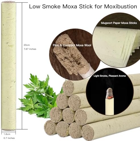 12 Rolls Moxa Stick for moxibustion 50:1 Extraction 3 Year Chen Mugwort Pure Moxa Rolls Herbal Handmade Wormwood Sticks for Gentle moxibustion 20cm