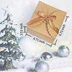 WEWILUCK Brown Box for Presents, 10 Pack Small Empty Kraft Paper Gift Boxes with Ribbon For Packaging Candy, Cookie, Chocolate, Craft, Candle, Small Gifts, 4.75” x 4.75” x 3.53”
