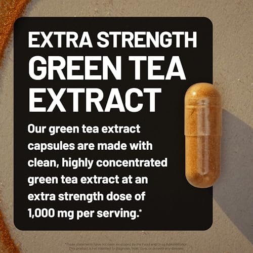 NatureWise Green Tea Extract Capsules 1000 mg - 50% EGCG & 98% Polyphenols - Extra Strength Green Tea Pills - Antioxidants for Heart Health & Energy - Vegan, Non-GMO - 60 Count[30-Day Supply]