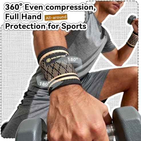 [360° Full Compression] Copper Wrist Compression Sleeve 1 Pair, [Ultra Comfort] Compression Wrist Brace for Pain Relief, Tendonitis, Arthritis, Typing, Sport, Daily Use, Wrist Support for Men & Women(M)