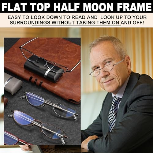 Folding Reading Glasses Anti Blue Light UV, Soft Nose Pad Spring Hinge Readers with Pocket Keychain Case for Men Women