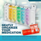 Weekly Pill Organizer - Pill Planners for Pills and Vitamins Day Week, 4 Times-a-Day Medication Reminder, AM PM Compartments Monday to Sunday for Travel or Purse