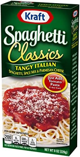 Kraft Spaghetti Classics Tangy Italian Easy Pasta Meal with Spaghetti, Spice Mix & Parmesan Cheese, 8 oz (Pack of 3)