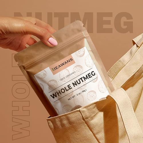 Heawans Organic Whole Nutmeg 2 oz, Premium Grade USDA certified.