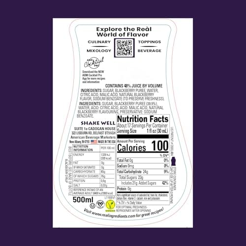 Blackberry Reàl Infused Exotics, Blackberry Puree Infused Syrup, 16.9 FL OZ Squeezable Bottle (Pack of 3)