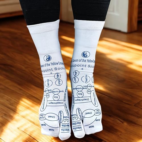 Reflexology Socks with Acupressure Massage Tools for Men and Women | Foot Pain Relief, Home Massage Therapy, Unisex Gift Idea Set of 4 (Blue, Large(9-11))
