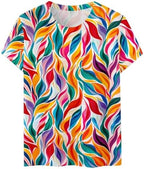 Womens Tops Dressy Casual Short Sleeve Shirts Retro Cute Floral Print Tshirt Tunic Pullover Petite Blouse 2025 Spring