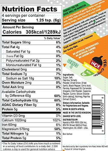 Nando's PERi-PERi Medium Dry Rub - BBQ Seasoning Instant Flavor with a Blend of Garlic, Herbs and Spices with PERi-Peri 25g Bags (12PK)