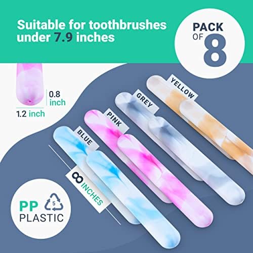 8 PCs Elite Travel Toothbrush Case with Drainage Holes–Portable, Breathable Plastic Toothbrush Holder Travel Covers–Ideal for Camping, Trips & Daily Use Cute Tooth brush Cover Container– Multi Colors