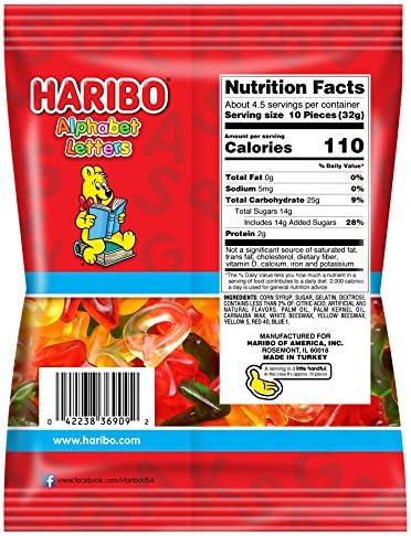 HARIBO Gummi Candy, Alphabet Letters, 5 oz. Bag