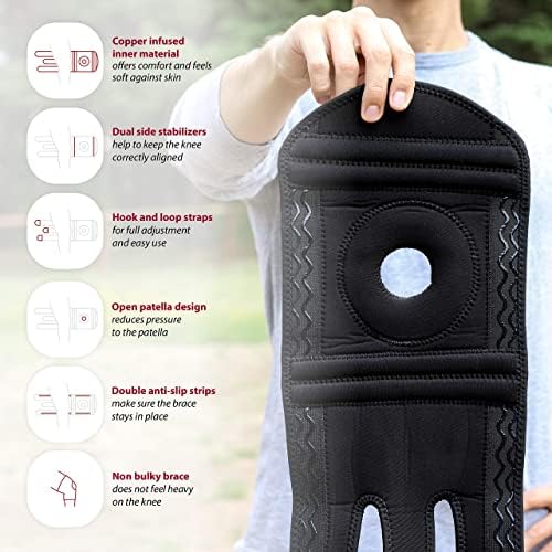 KARM Plus Size Knee Brace for Women & Men Plus Size - Adjustable Copper Knee Support Brace for Meniscus Tear, Arthritis Pain, Compression with Side Stabilizers - Obese People (XL/XXL/3XL)