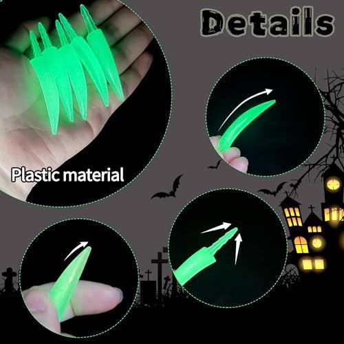 Tlswshsy 32 Pcs Halloween Glowing Pumpkin Teeth, Spooky Pumpkin Carved Fangs, Jack O Lantern Teeth for Halloween Party Carved Decorative Accessories School Handicraft DIY Activities