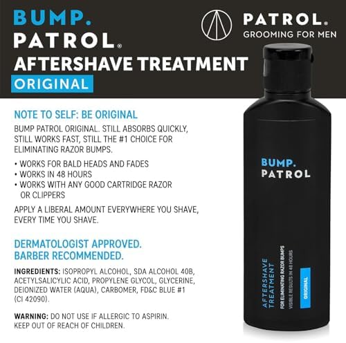 Bump Patrol Original Formula Aftershave Treatment Serum – Razor Bump Stopper and Ingrown Hair Treatment for Men and Women, Ingrown Hair Serum with Salicylic Acid - 2 oz (Pack of 2)