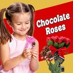Mother's Day Chocolate Roses Gift Box, A Dozen Belgian Milk Chocolate Roses in Red Foils, Individually Wrapped Chocolate Candy Food Gift, Edible Flower Bouquet Gift Basket for Her, Mother, Wife