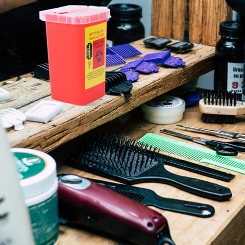 Blade Dispenser Case Razor Blade Disposal Case Barber Shop Storage Bank Container for Used Red