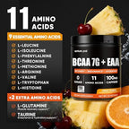 Sugar Free 7g BCAA + EAA Powder | Supports Muscle Recovery, Growth, Strength & Endurance – 9 Essential Amino Acids with L-Glutamine, Caffeine, Vitamin & Electrolyte for Energy & Hydration, Gluten Free