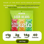 Kiss My Keto Sour Sugar Free Gummy Bears, 8-Pack – Satisfy Cravings while Staying in Ketosis – High Fiber, 6g Net Carbs, Non-GMO, Vegan, & No Gluten – Fruity Sugar Free Gummies