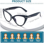 6 Pack Fashion Cat Eye Reading Glasses for Women Blue Light Blocking Oversized Spring Hinges Computer Readers