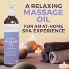 Viva Naturals Organic Massage Oil, Lavender Scented, 8 fl oz (237 mL) – Non-Greasy, Certified Organic Massage Therapy Oils