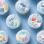 45pcs Edible Ocean Animal Cupcake Toppers Wafer Paper Under the Sea Theme Birthday Cake Decorations Turtles Octopus Seahorse Cupcake Picks for Ocean Creature Theme Birthday Party Decor