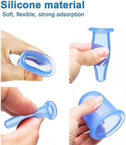 Cupping Therapy Sets 7Pcs Silicone Anti Cellulite Cup Vacuum Suction Massage Cups Facial Cupping Sets Body and Face Massager for Adults Home Use (Blue)