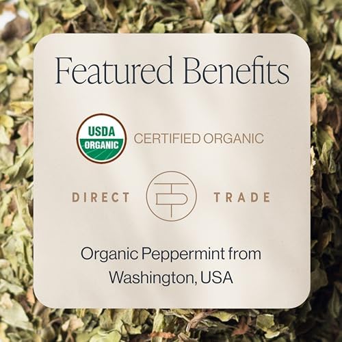 Rishi Tea Peppermint Herbal Tea - Organic, Caffeine Free Loose Leaf Tea, Calming Sweet & Cooling Pure Peppermint Tea Leaves - 4 Ounces, 28+ Servings
