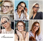 AMOMOMA Trendy TR90 Oversized Blue Light Reading Glasses Women,Stylish Square Cat Eye Glasses AM6031
