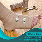 Elastic Compression Bandage Wrap - Premium Quality (Set of 4) w/ Hooks, Athletic Sport Support Tape Rolls for Ankle, Wrist, Arm, Leg Sprains First Aid Bandages Measure (2)- 4" x 5 Ft (2)- 3" x 5 Ft