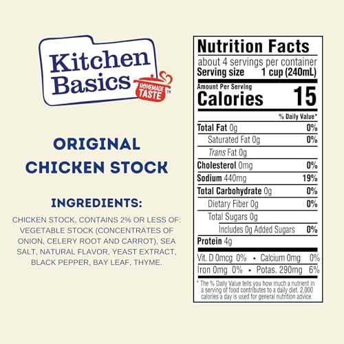 Kitchen Basics Chicken Stock - 32 oz. Carton (Pack of 12) Add Delicious Flavor to Chicken Noodle Soup, Broths and Gravy, Perfect for Stocking Up
