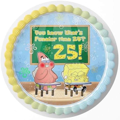 7.5 Inch Edible Cake Topper – Funn Than 24 25 Birthday Party Collection of Edible Cake Decorations round