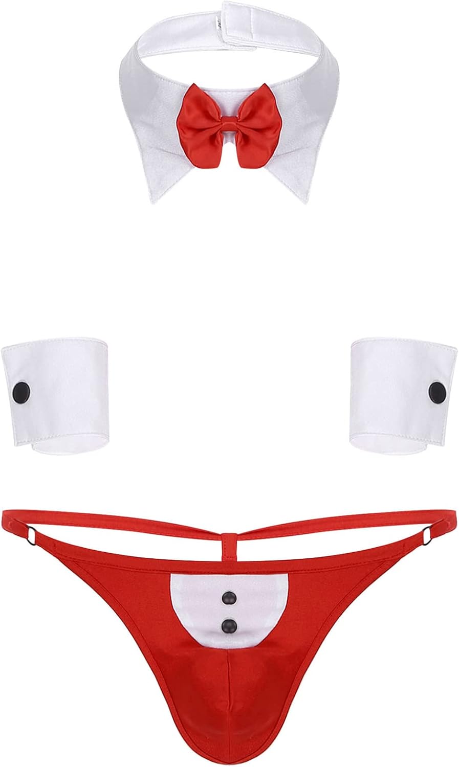 YiZYiF Mens Adult 4 Pcs Maid Cosplay Tuxedo Bow Tie Outfits Lingerie Set Gentlamen Costume