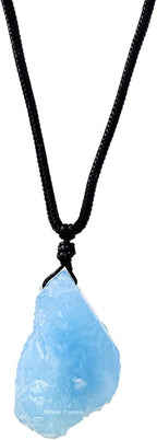Erliway 1.2" Raw Stone Necklace for Women Men, Natural Rough Gemstone Crystal Pendant Necklace, Adjustable Healing Crystal Necklace Pendant with Hand-Woven Rope